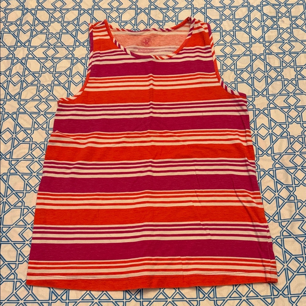J Khaki Gilrs Striped Sleeveless Top